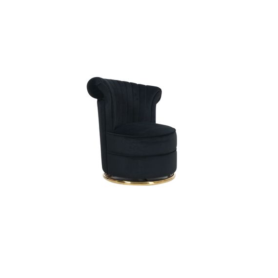 Designer Armchair, velvet, black, gold FLOWER