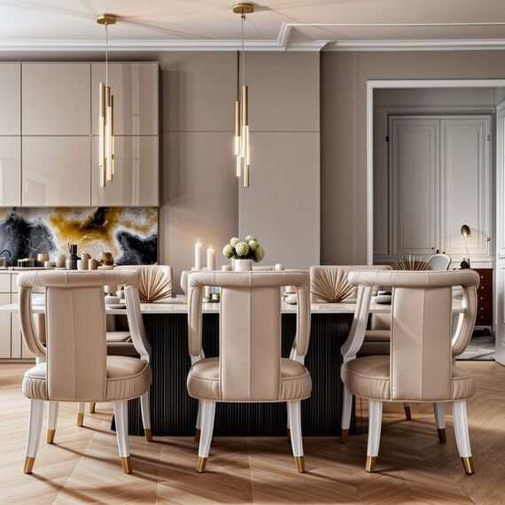 Exclusive glamorous dining chair, beige, white PALACE