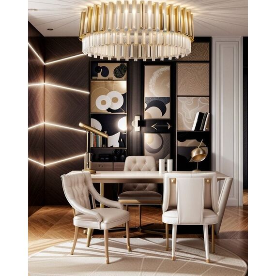 Exclusive glamorous dining chair, beige, white PALACE