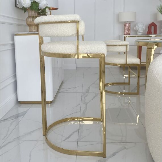 Hoker glamour, złoty, nowoczesny, tapicerowany w dowolnym kolorze do jadalni, barku, wyspy MARCO