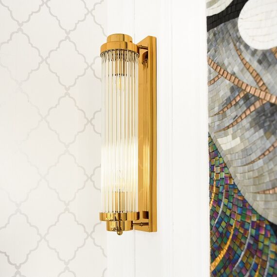 Crystal, gold, glamor, oblong wall lamp, designer wall lamp SOFIA