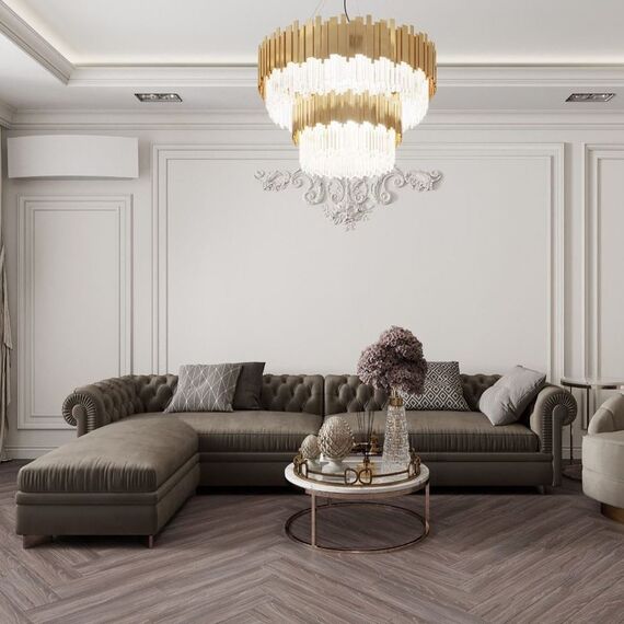 Corner sofa folding sofa in English style CHESTERFIELD leather