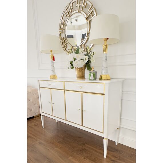Glamour ELEGANCE chest of drawers with decors, New York Hamptons style modern wooden white luxury