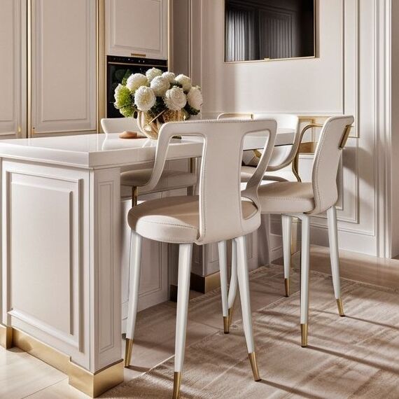 Luxurious dining stool glamour, beige, white PALACE