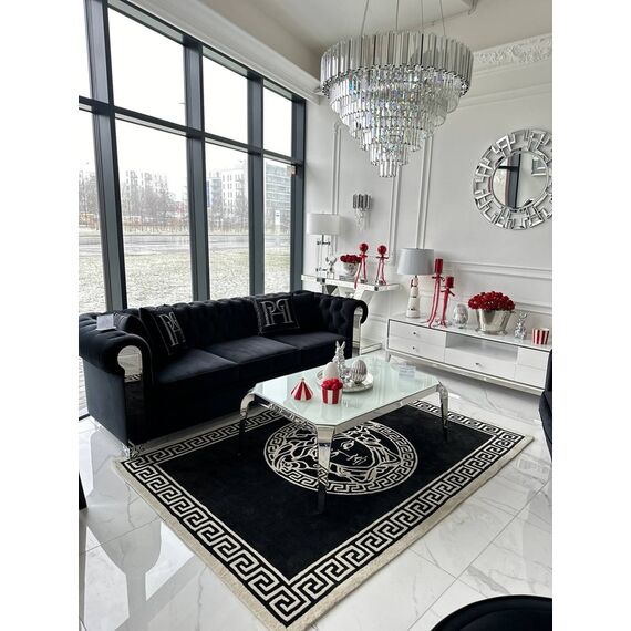 Żyrandol kryształowy glamour, ekskluzywna lampa wisząca srebrna do salonu ROYAL