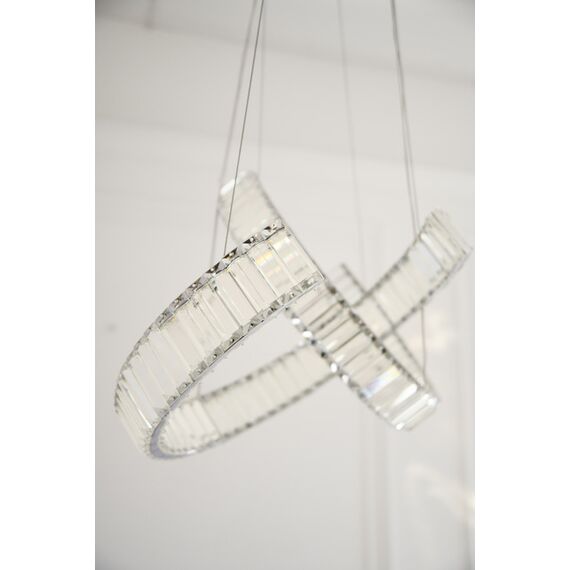 COMO crystal chandelier, rings, silver, modern glamor hanging lamp for the living room, adjustable