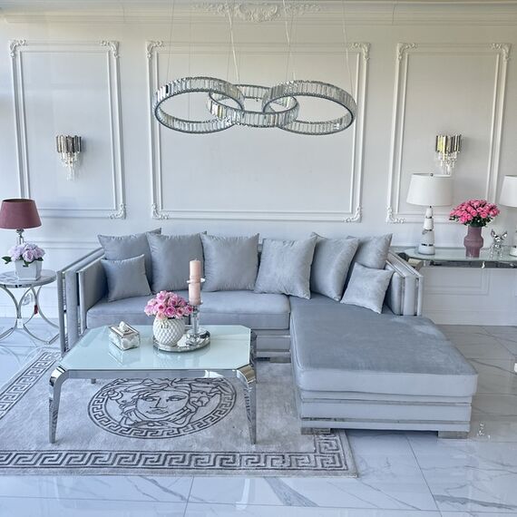 ECLIPSE MAX crystal chandelier, rings, silver, modern glamor hanging lamp for the living room, adjustable