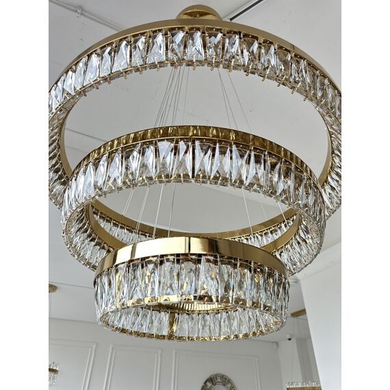 Crystal chandelier, gold, designer, exclusive in a modern style, ring, hanging lamp BELLINI XL