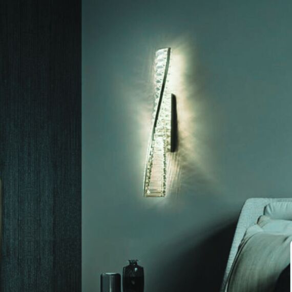CRYSTAL silver crystal wall lamp, glamorous, oblong, designer wall lamp