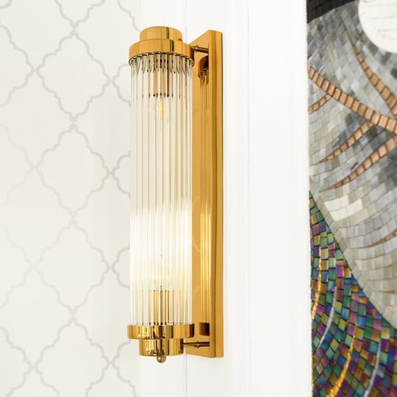 Crystal, gold, glamor, oblong wall lamp, designer wall lamp SOFIA