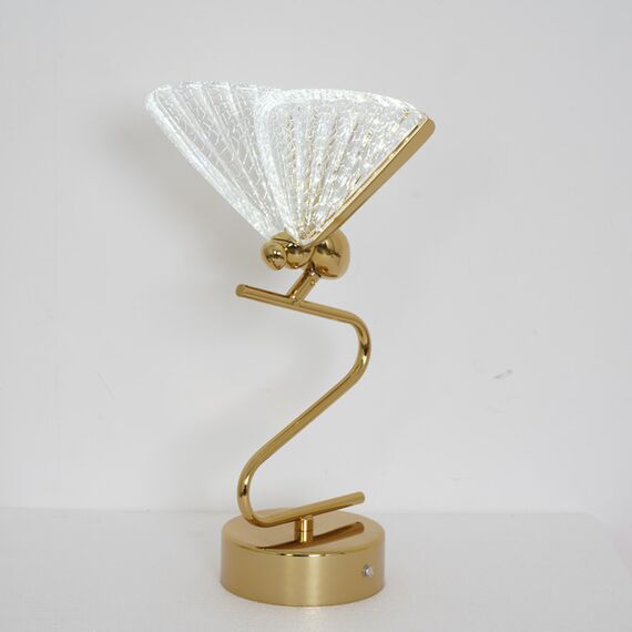 Crystal table lamp MOTYL, gold, glamorous night lamp, modern