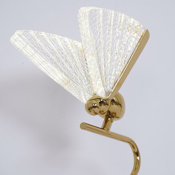 Crystal table lamp MOTYL, gold, glamorous night lamp, modern