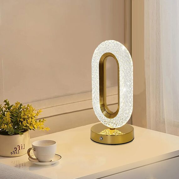 VALO crystal table lamp, gold, glamour night lamp, modern