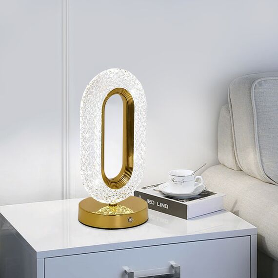 VALO crystal table lamp, gold, glamour night lamp, modern