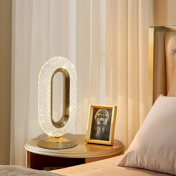 VALO crystal table lamp, gold, glamour night lamp, modern