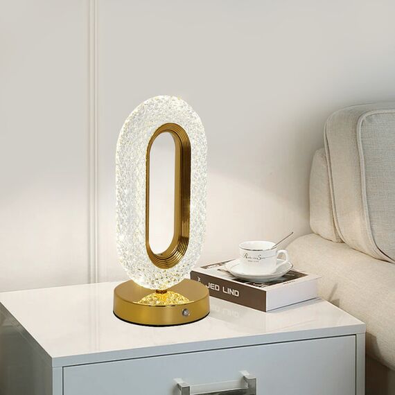 VALO crystal table lamp, gold, glamour night lamp, modern