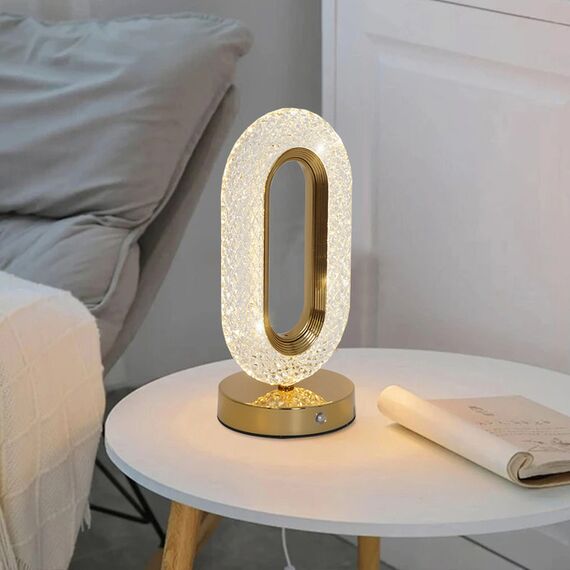 VALO crystal table lamp, gold, glamour night lamp, modern