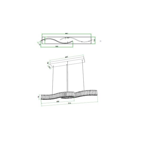 Modern BLOOM chandelier, silver, glamorous, above the table, above the island, oblong