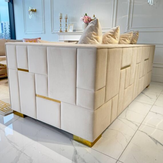 Glamor sofa for the living room, foldable, designer, modern with gold slats PALACE