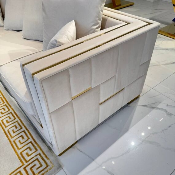 Glamor sofa for the living room, foldable, designer, modern with gold slats PALACE