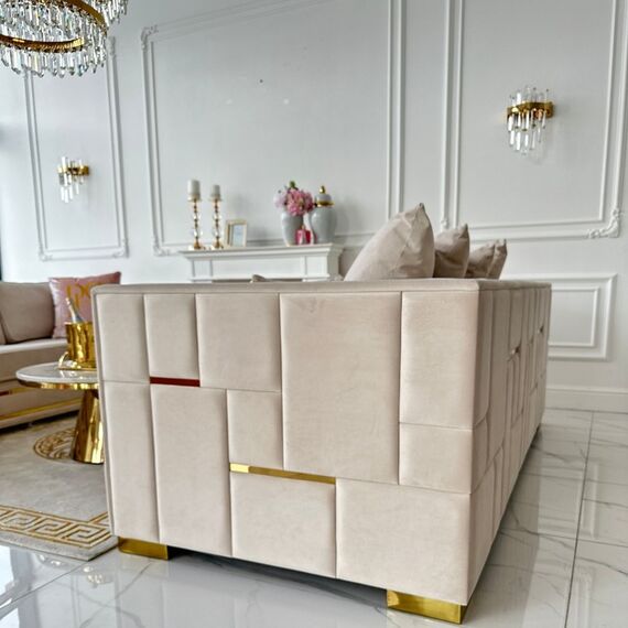 Glamor sofa for the living room, foldable, designer, modern with gold slats PALACE