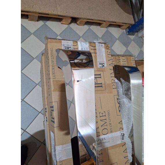 Stół glamour srebrny glamour z białym szklanym blatem, stalowy, nowoczesny, designerski ELITE OUTLET