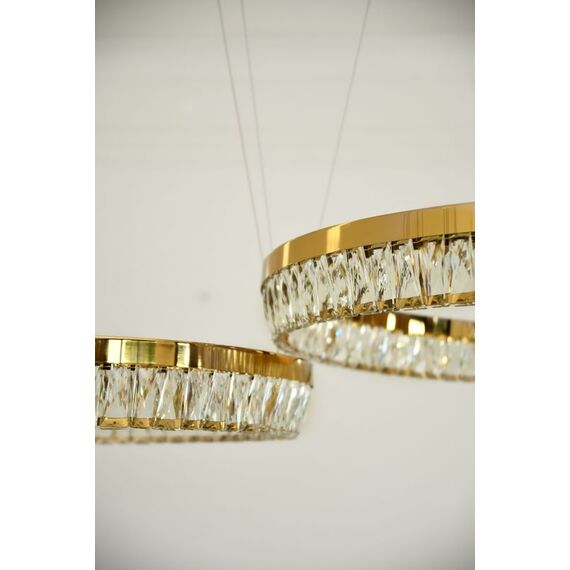 BELLINI crystal chandelier gold, designer, exclusive in a modern style, ring, hanging lamp