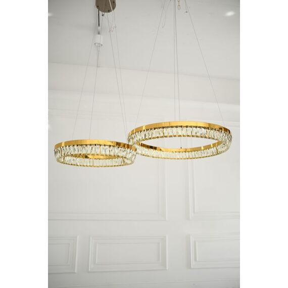 BELLINI crystal chandelier gold, designer, exclusive in a modern style, ring, hanging lamp