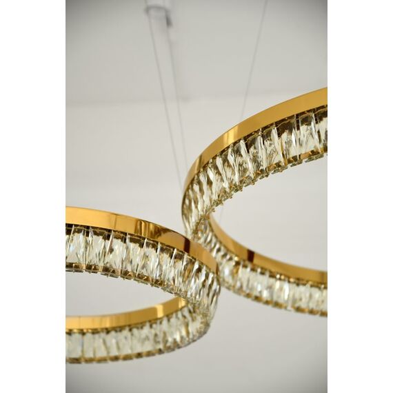 BELLINI crystal chandelier gold, designer, exclusive in a modern style, ring, hanging lamp
