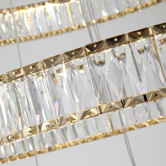 CRYSTAL XL gold crystal chandelier, glamour, exclusive, modern three-level ring