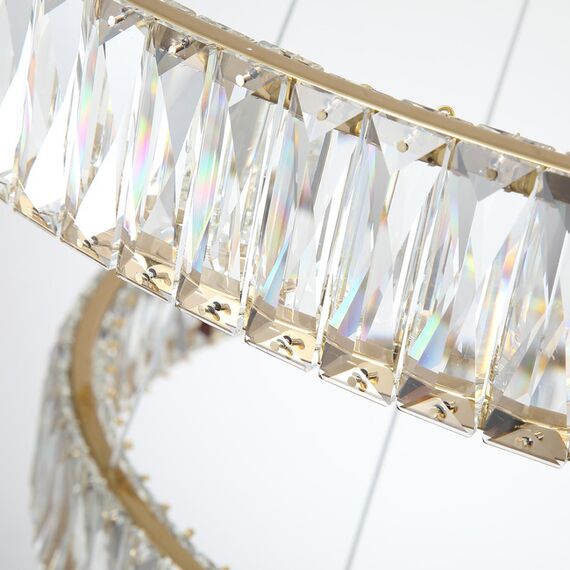 CRYSTAL XL gold crystal chandelier, glamour, exclusive, modern three-level ring