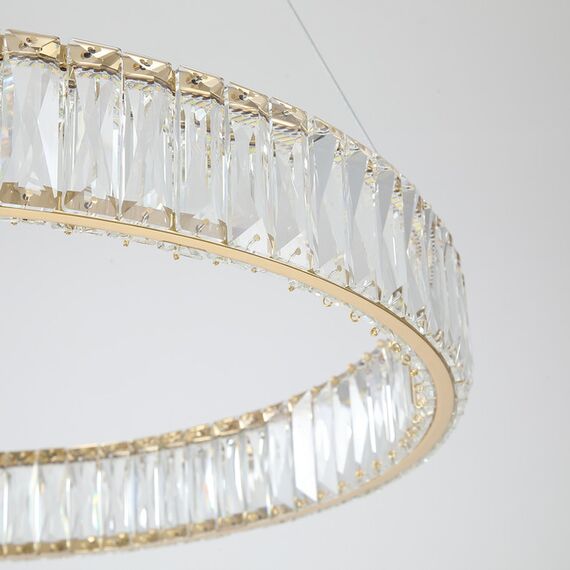 Żyrandol kryształowy CRYSTAL złoty, glamour, ekskluzywny, nowoczesny ring