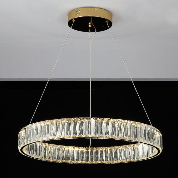 Żyrandol kryształowy CRYSTAL złoty, glamour, ekskluzywny, nowoczesny ring