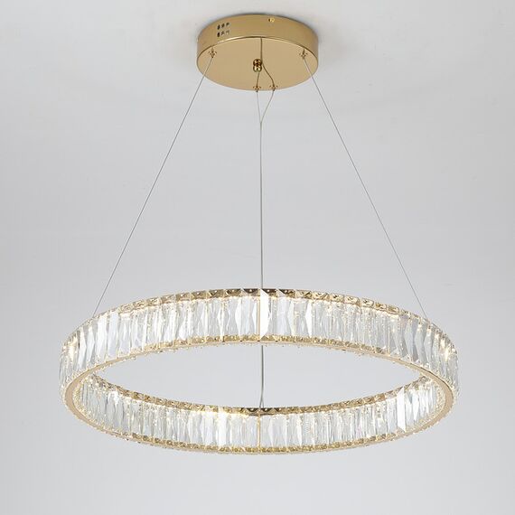 Żyrandol kryształowy CRYSTAL złoty, glamour, ekskluzywny, nowoczesny ring