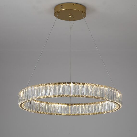 Żyrandol kryształowy CRYSTAL złoty, glamour, ekskluzywny, nowoczesny ring