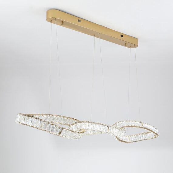 LILIBET L glamorous crystal chandelier, modern, designer, gold oblong hanging lamp
