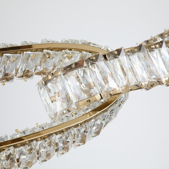 LILIBET L glamorous crystal chandelier, modern, designer, gold oblong hanging lamp