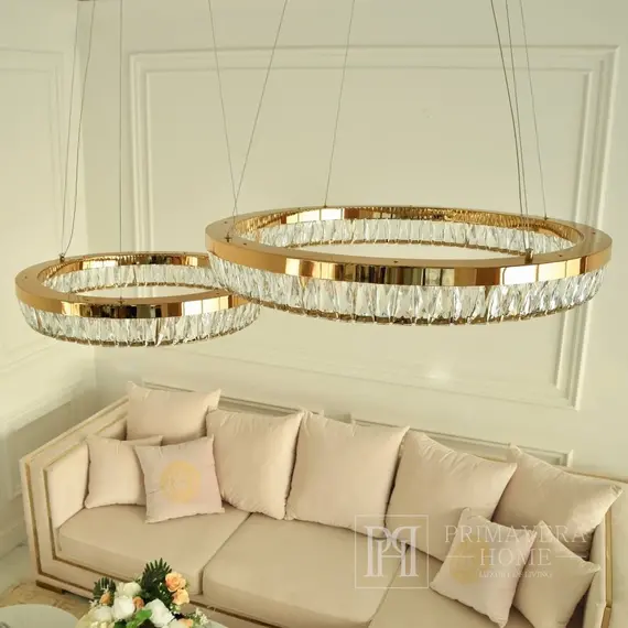 BELLINI crystal chandelier gold, designer, exclusive in a modern style, ring, hanging lamp