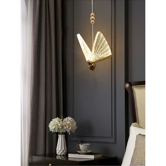 Modern chandelier MOTYL M, glamorous pendant lamp, gold, designer, exclusive, single