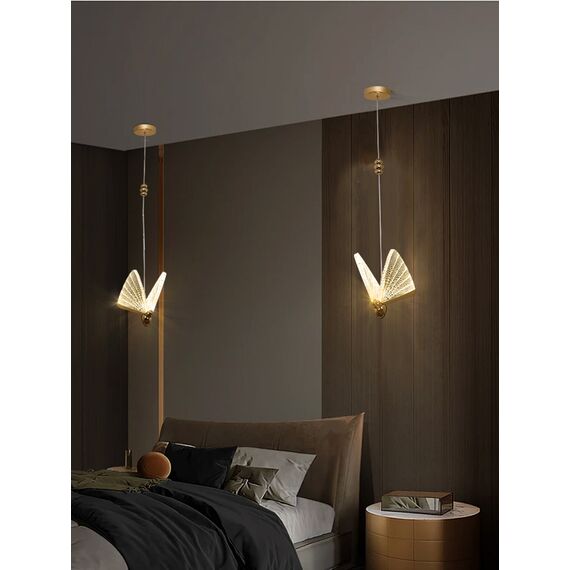 Modern chandelier MOTYL M, glamorous pendant lamp, gold, designer, exclusive, single