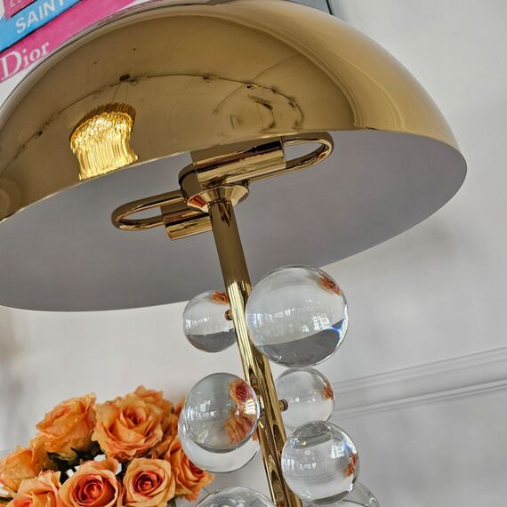 Modern AZURRA exclusive metal table lamp with transparent gold balls