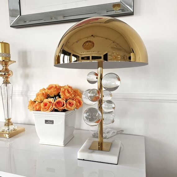 Modern AZURRA exclusive metal table lamp with transparent gold balls