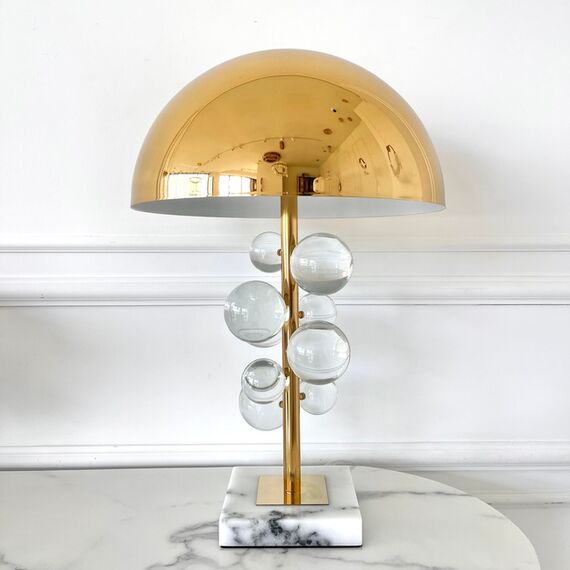 Modern AZURRA exclusive metal table lamp with transparent gold balls