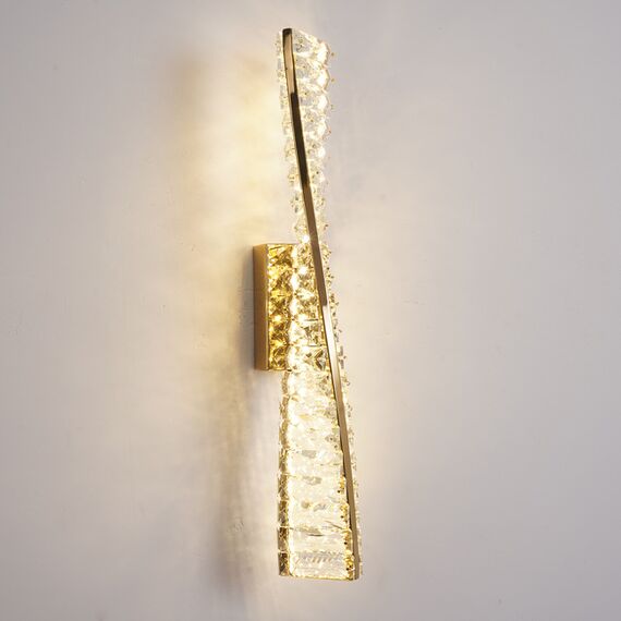 Crystal wall lamp CRYSTAL gold, glamorous, oblong, designer wall lamp