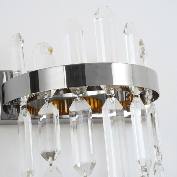 Crystal wall lamp, silver, modern, glamorous BULGARI wall lamp