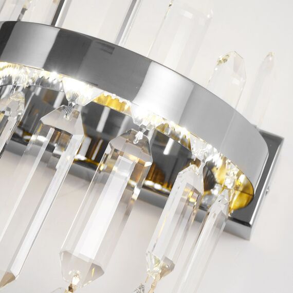 Crystal wall lamp, silver, modern, glamorous BULGARI wall lamp