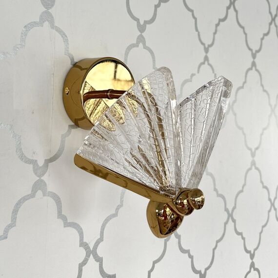 Crystal wall lamp, gold, round, ring, modern, glamor wall lamp MOTYL