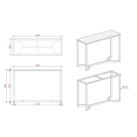 Konsola glamour, nowoczesna, złota biały marmur LOLA
