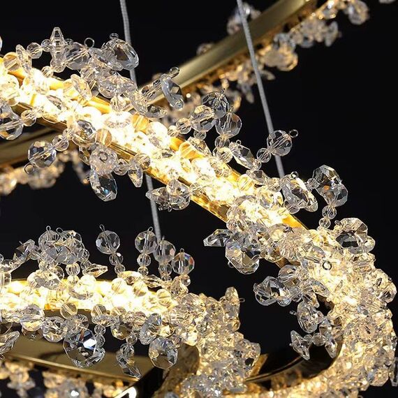 Crystal LED lamp, round ceiling lamp, ring, glamorous chandelier, modern gold BRINA