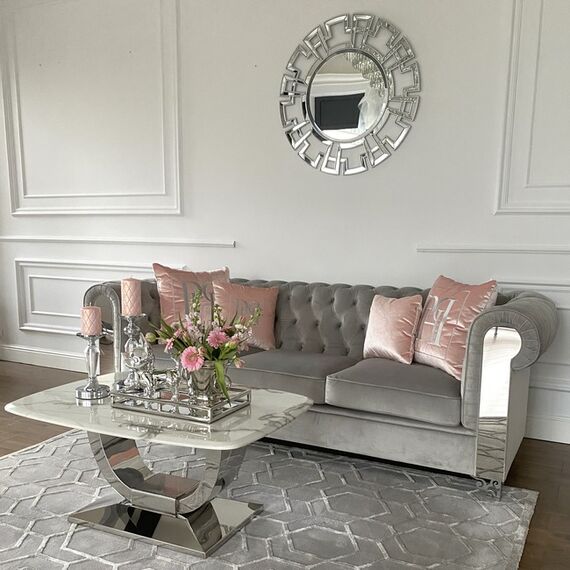 New York Glamour Sofa Modern gray AVIATOR silver